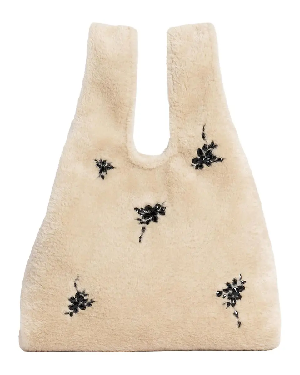 Simone Rocha Crystal-Embellished Faux Fur Shopping Tote Bag | Thumbnail 3 Simone Rocha Crystal-Embellished Faux Fur Shopping Tote Bag | Thumbnail 3