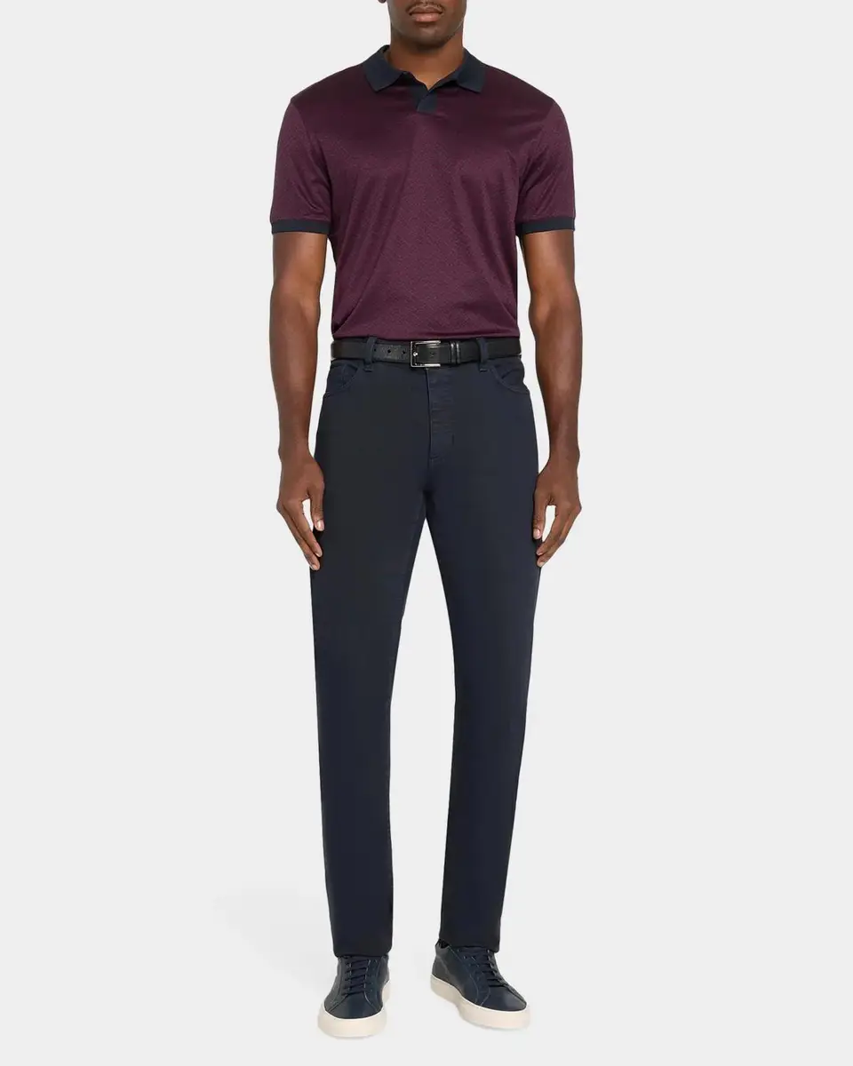Emporio Armani Men's Zigzag Lyocell and Cotton Polo Shirt | Thumbnail 2 Emporio Armani Men's Zigzag Lyocell and Cotton Polo Shirt | Thumbnail 2