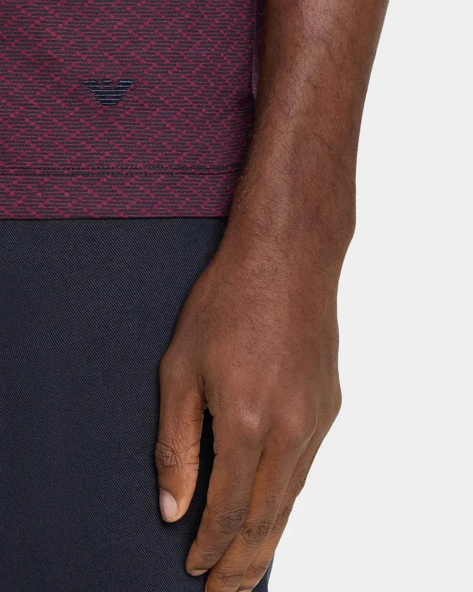 Emporio Armani Men's Zigzag Lyocell and Cotton Polo Shirt | Thumbnail 5 Emporio Armani Men's Zigzag Lyocell and Cotton Polo Shirt | Thumbnail 5