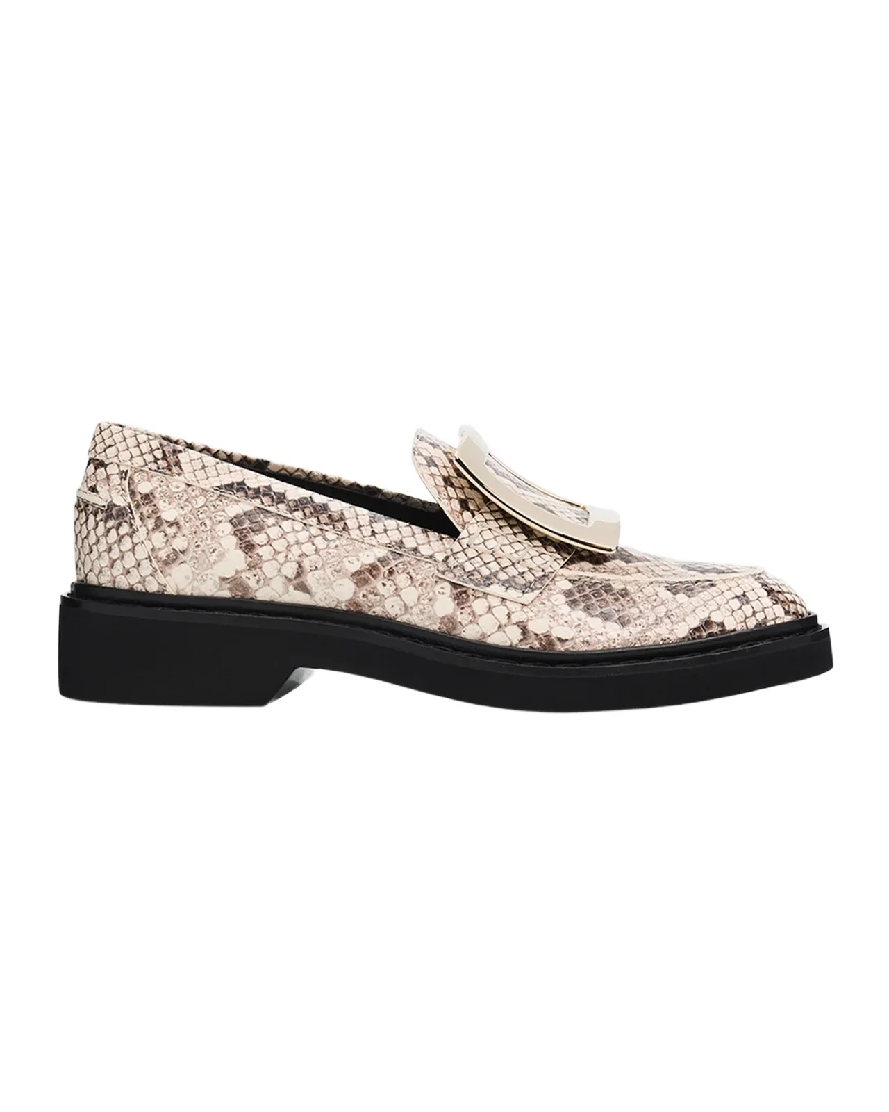 Roger Vivier Viv Rangers Snake-Printed Leather Loafers