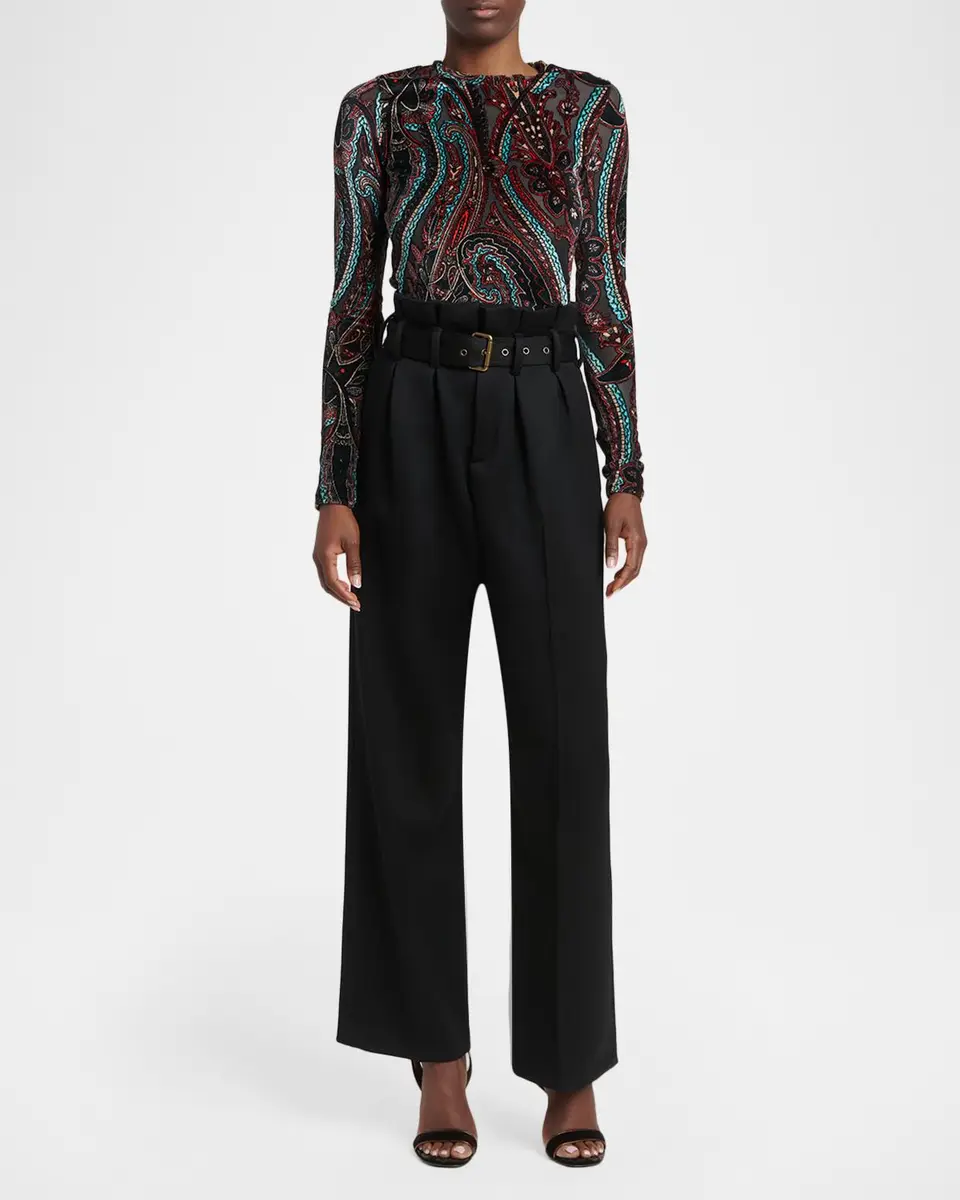 Etro Belted Wool-Blend Paperbag Trousers | Thumbnail 2 Etro Belted Wool-Blend Paperbag Trousers | Thumbnail 2