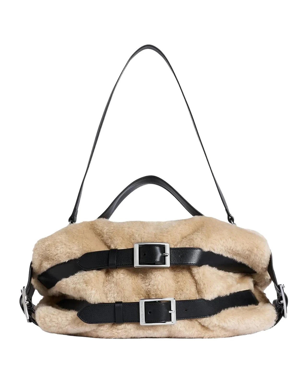 Biker Belted Faux Fur Shoulder Bag Biker Belted Faux Fur Shoulder Bag