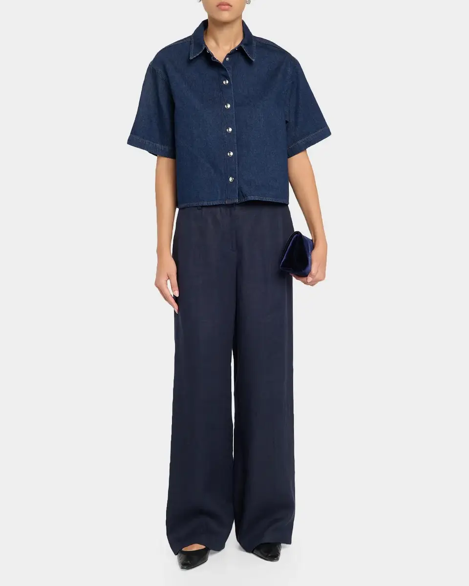 Anine Bing Lincoln Denim Crop Shirt | Thumbnail 2 Anine Bing Lincoln Denim Crop Shirt | Thumbnail 2