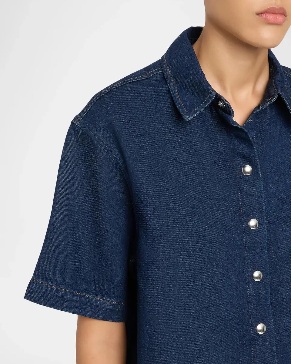 Anine Bing Lincoln Denim Crop Shirt | Thumbnail 5 Anine Bing Lincoln Denim Crop Shirt | Thumbnail 5