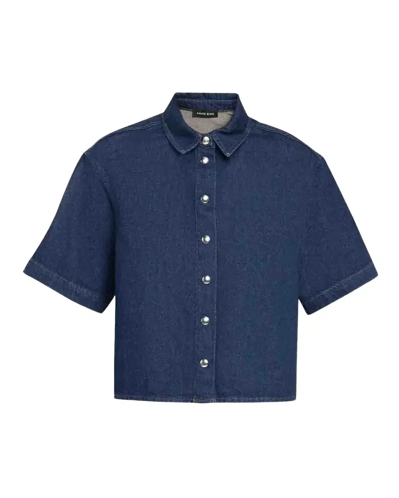 Anine Bing Lincoln Denim Crop Shirt