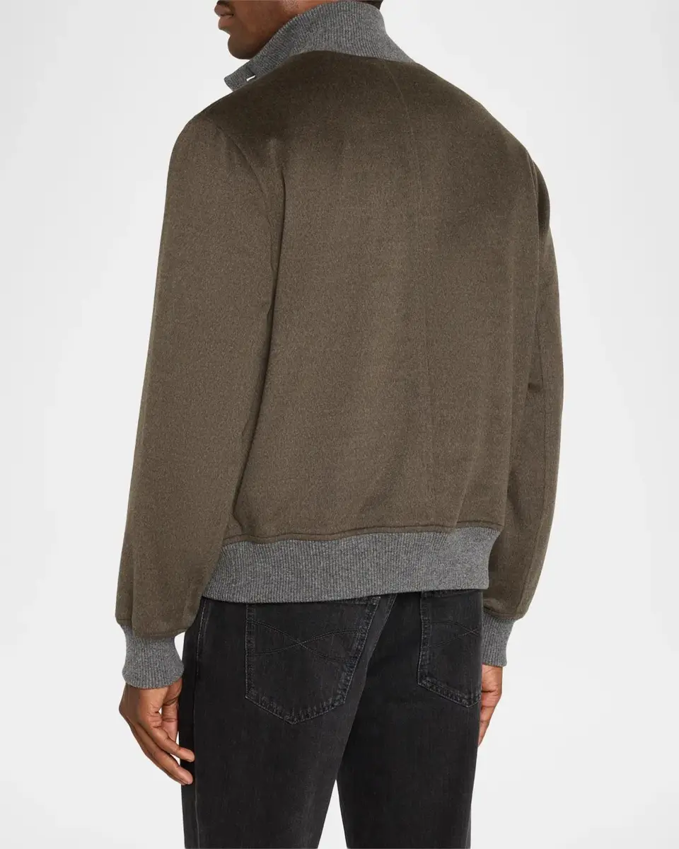 Brunello Cucinelli Men's Wool Button-Front Blouson | Thumbnail 3 Brunello Cucinelli Men's Wool Button-Front Blouson | Thumbnail 3