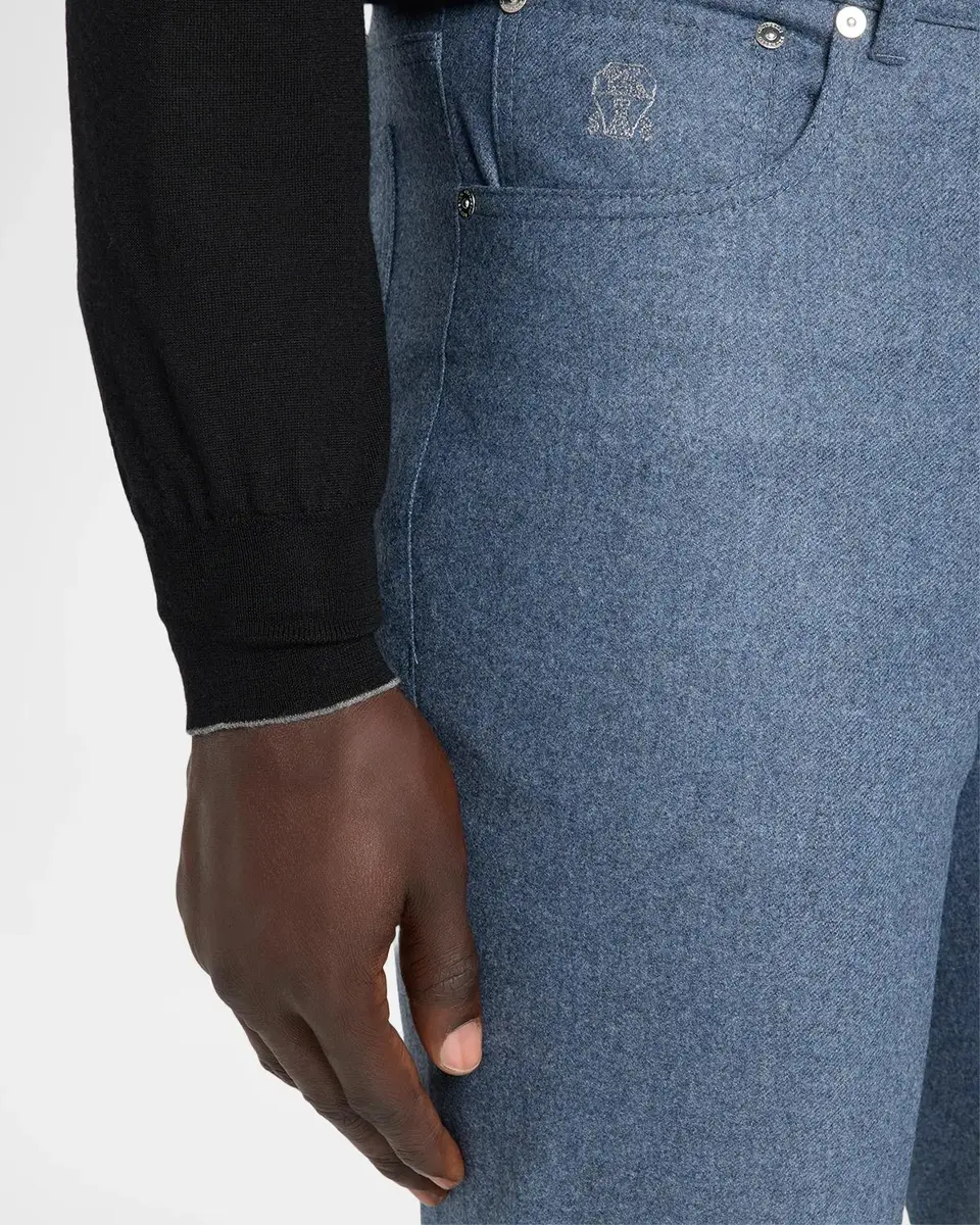 Brunello Cucinelli Men's Carded Flannel Five-Pocket Pants | Thumbnail 5 Brunello Cucinelli Men's Carded Flannel Five-Pocket Pants | Thumbnail 5