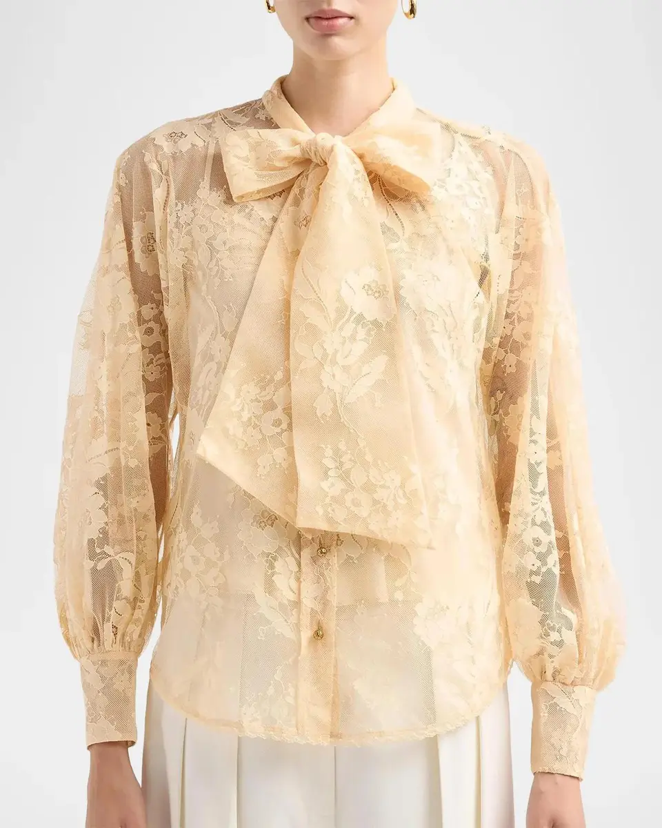 Zimmermann Valiant Lace Pussy Bow Blouse | Thumbnail 3