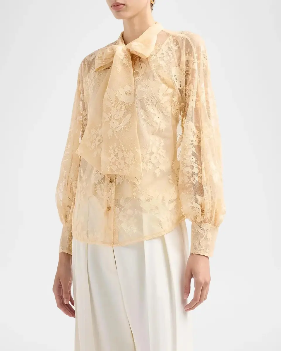 Zimmermann Valiant Lace Pussy Bow Blouse | Thumbnail 5
