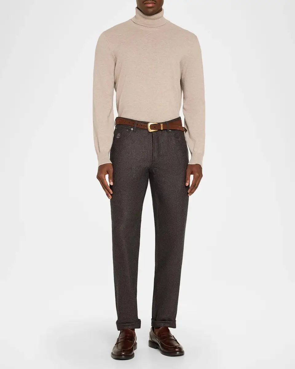 Brunello Cucinelli Men's Carded Flannel Five-Pocket Pants | Thumbnail 2 Brunello Cucinelli Men's Carded Flannel Five-Pocket Pants | Thumbnail 2