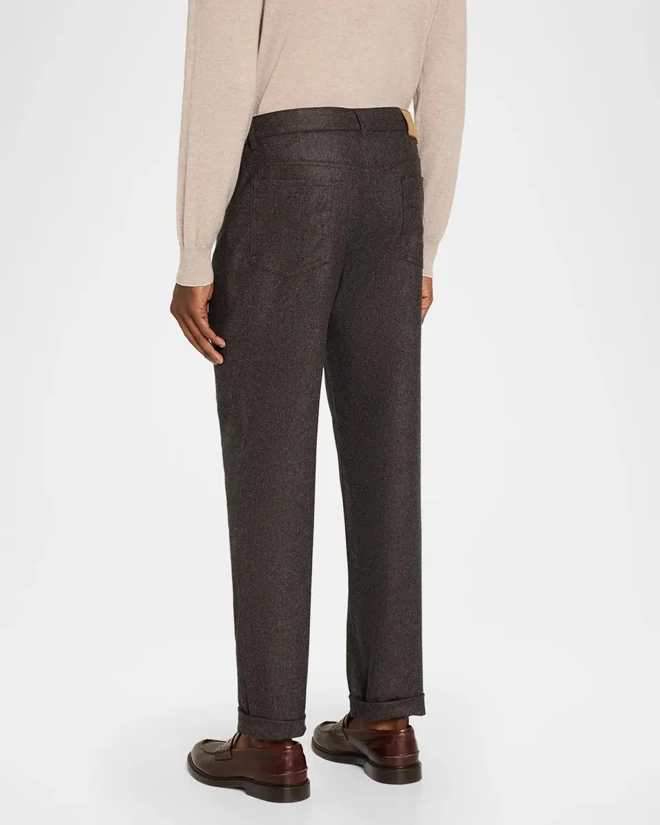 Brunello Cucinelli Men's Carded Flannel Five-Pocket Pants | Thumbnail 3 Brunello Cucinelli Men's Carded Flannel Five-Pocket Pants | Thumbnail 3