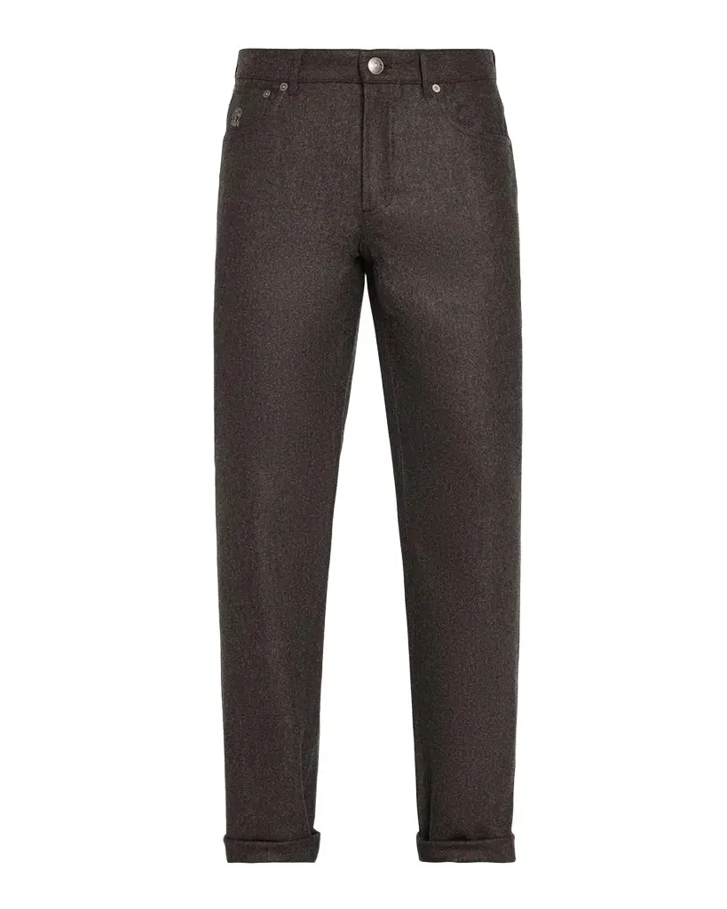 Brunello Cucinelli Men's Carded Flannel Five-Pocket Pants