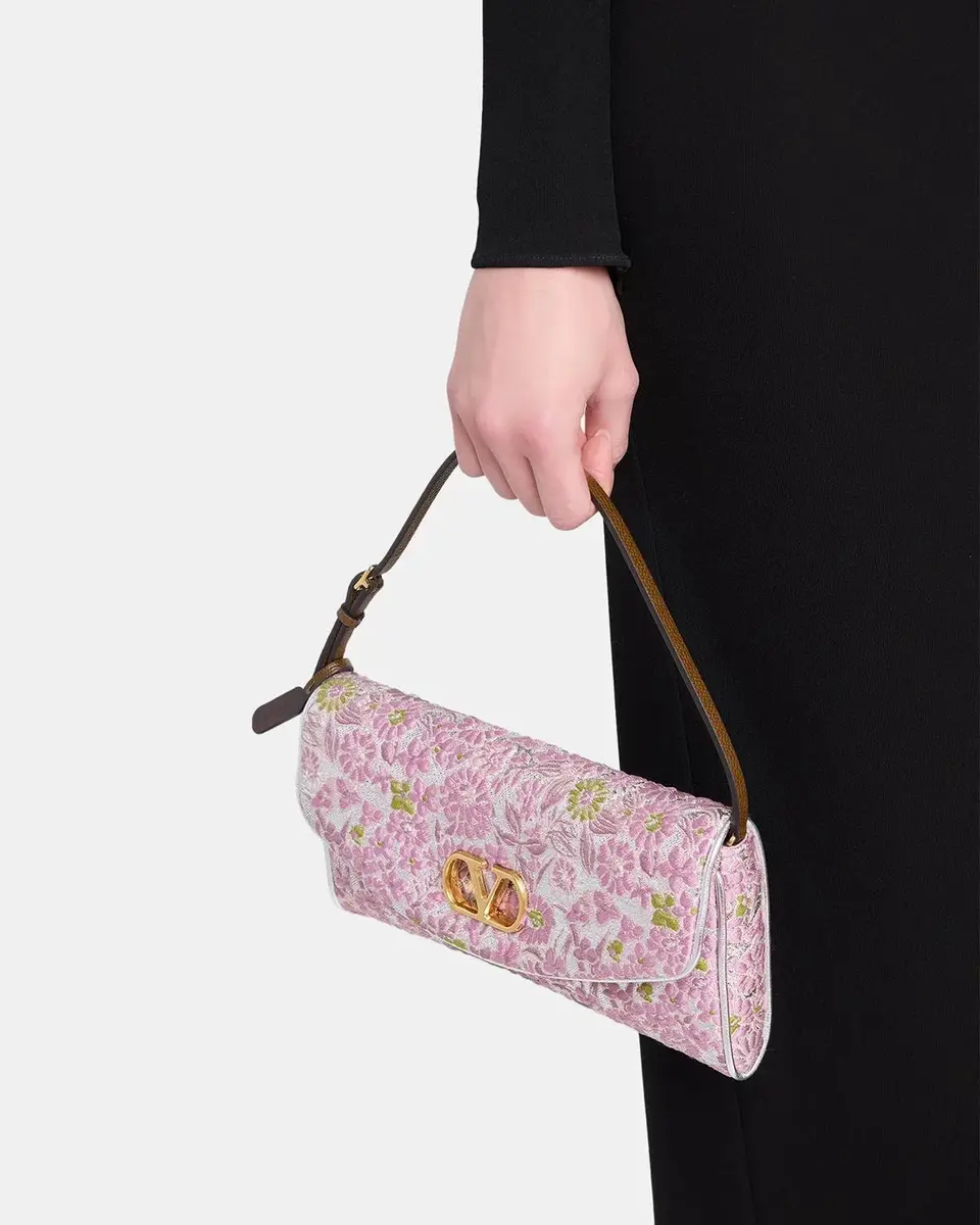 Valentino Garavani Devain Metallic Floral Jacquard Top-Handle Bag | Thumbnail 2 Valentino Garavani Devain Metallic Floral Jacquard Top-Handle Bag | Thumbnail 2