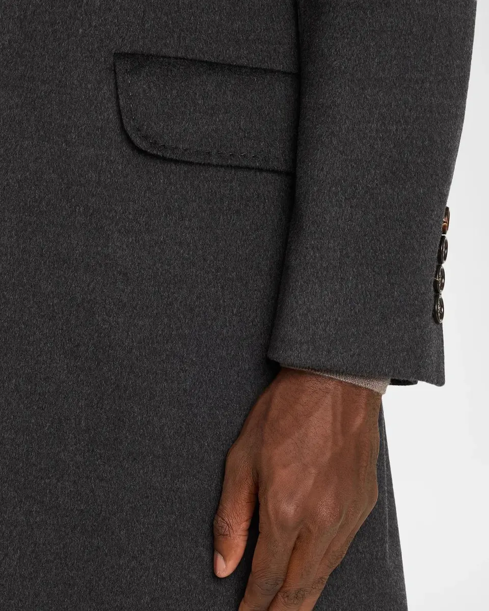 Brunello Cucinelli Men's Wool Single-Breasted Overcoat | Thumbnail 5 Brunello Cucinelli Men's Wool Single-Breasted Overcoat | Thumbnail 5