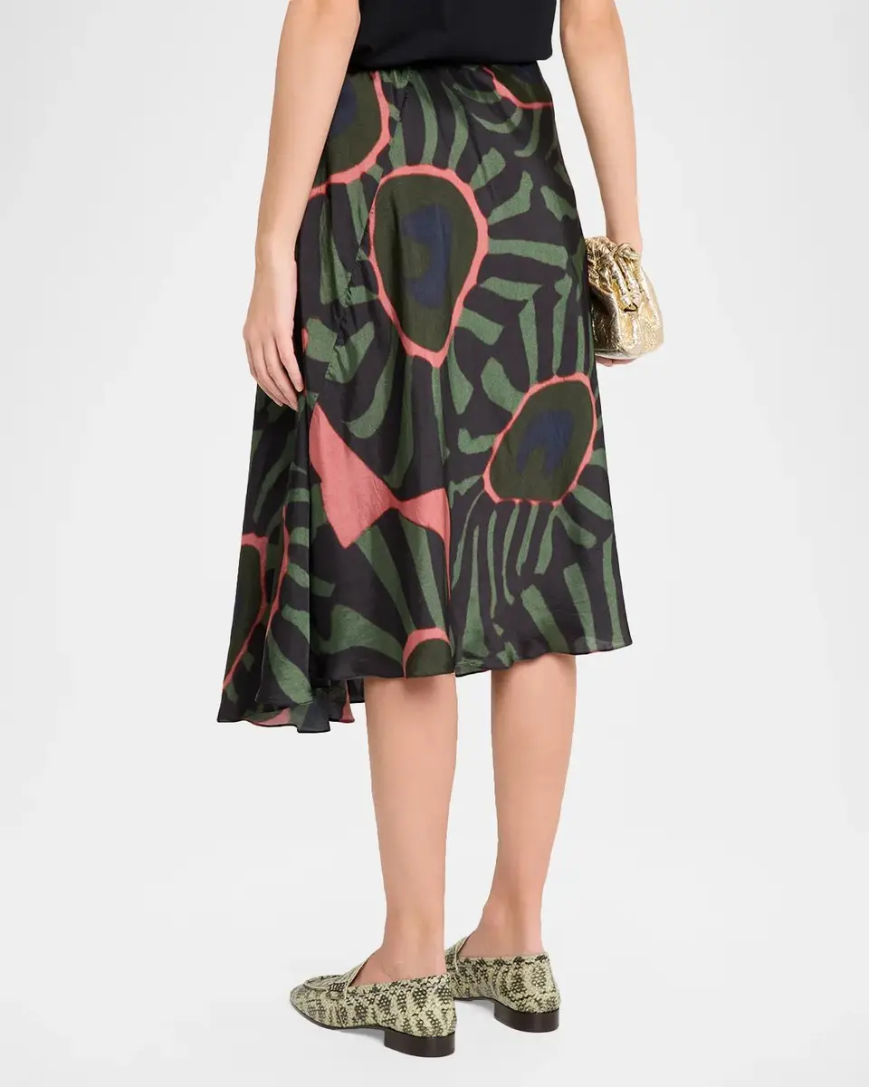 Dries Van Noten Sibanna Abstract-Print Satin Asymmetric Midi Skirt | Thumbnail 3