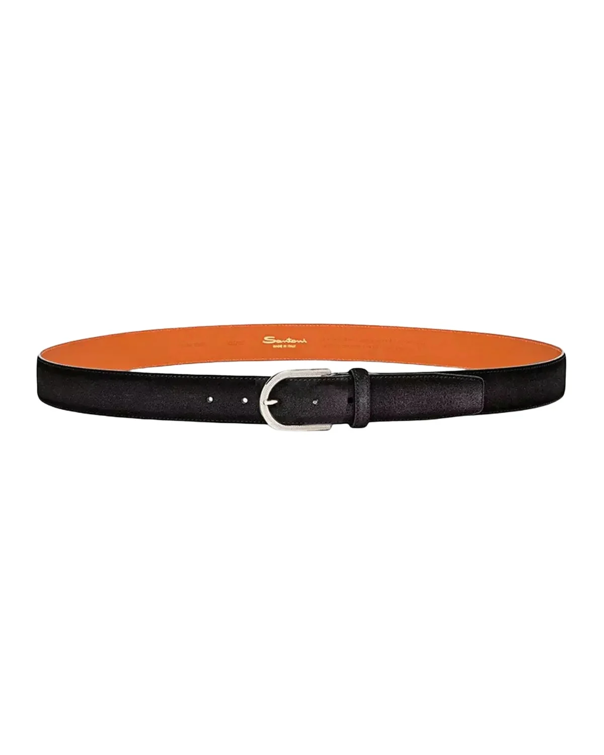Santoni Men's Cintura Fibbia Suede Round-Buckle Belt