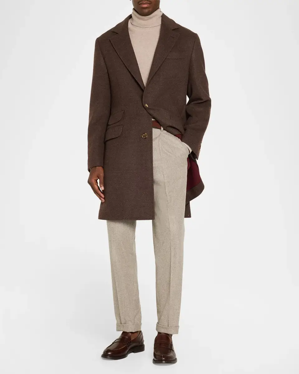 Brunello Cucinelli Men's Carded Flannel Pleated Trousers | Thumbnail 2 Brunello Cucinelli Men's Carded Flannel Pleated Trousers | Thumbnail 2