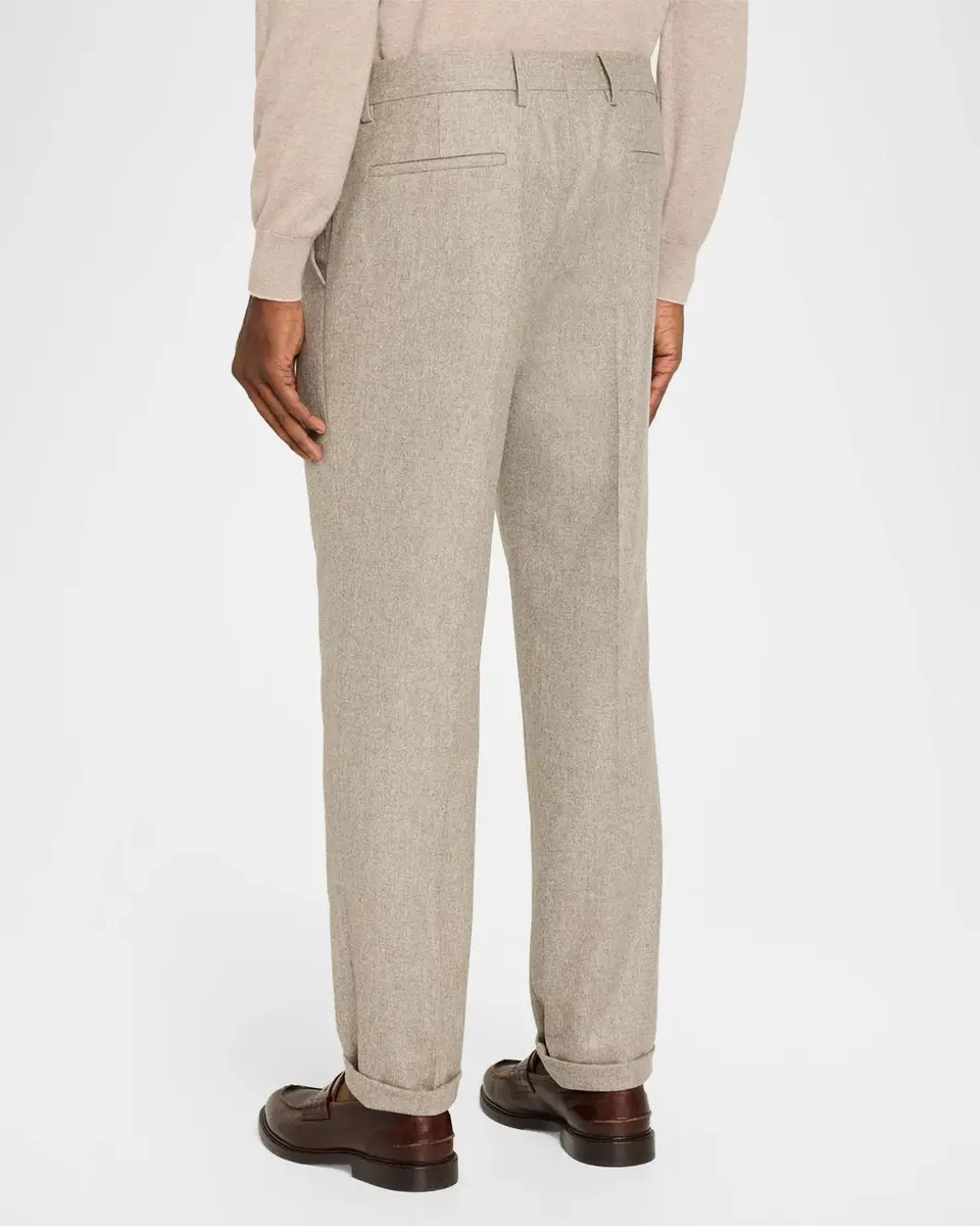 Brunello Cucinelli Men's Carded Flannel Pleated Trousers | Thumbnail 3 Brunello Cucinelli Men's Carded Flannel Pleated Trousers | Thumbnail 3