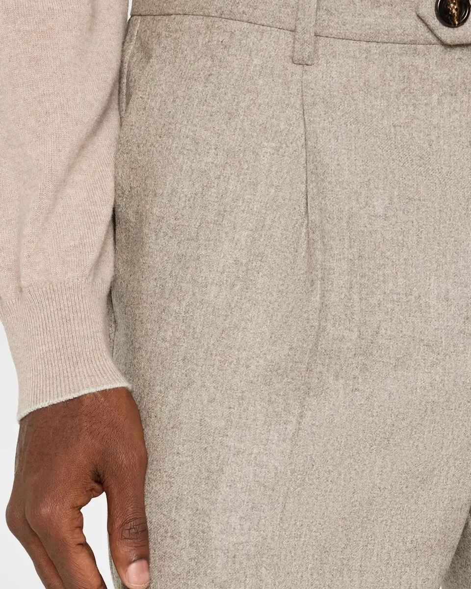 Brunello Cucinelli Men's Carded Flannel Pleated Trousers | Thumbnail 5 Brunello Cucinelli Men's Carded Flannel Pleated Trousers | Thumbnail 5