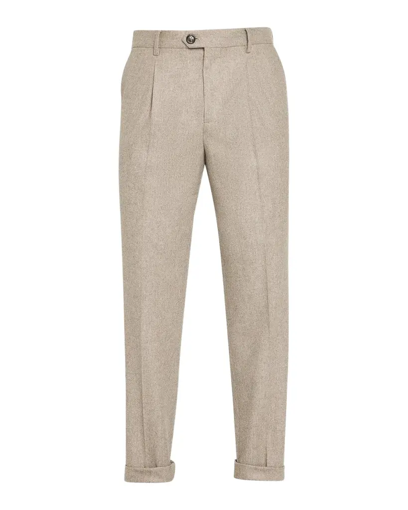 Men's Carded Flannel Pleated Trousers Men's Carded Flannel Pleated Trousers