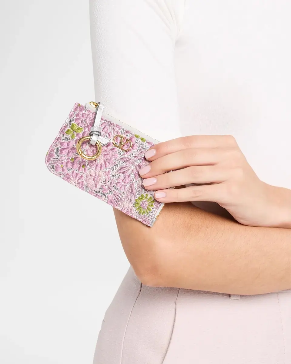 Valentino Garavani VLogo Metallic Floral Coin Purse | Thumbnail 2 Valentino Garavani VLogo Metallic Floral Coin Purse | Thumbnail 2