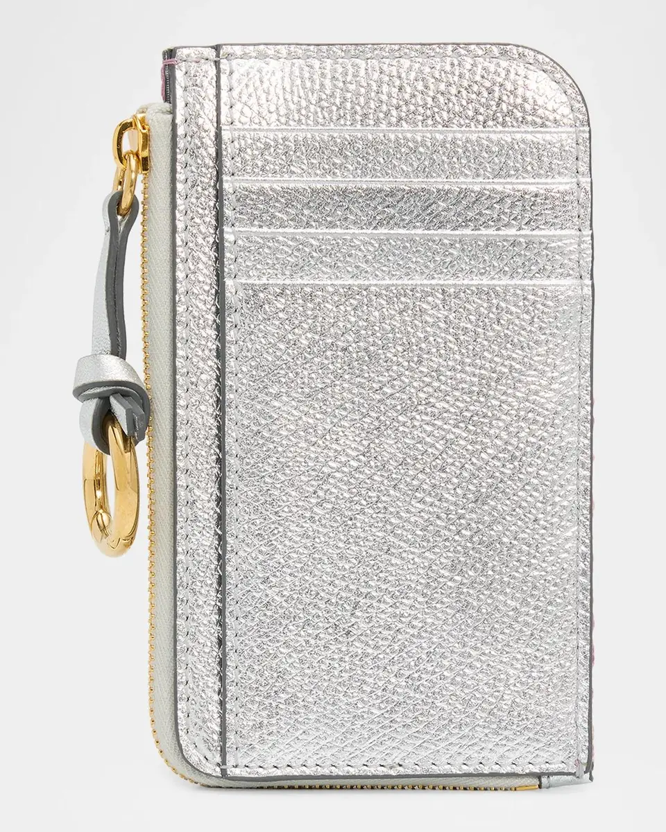 Valentino Garavani VLogo Metallic Floral Coin Purse | Thumbnail 3 Valentino Garavani VLogo Metallic Floral Coin Purse | Thumbnail 3