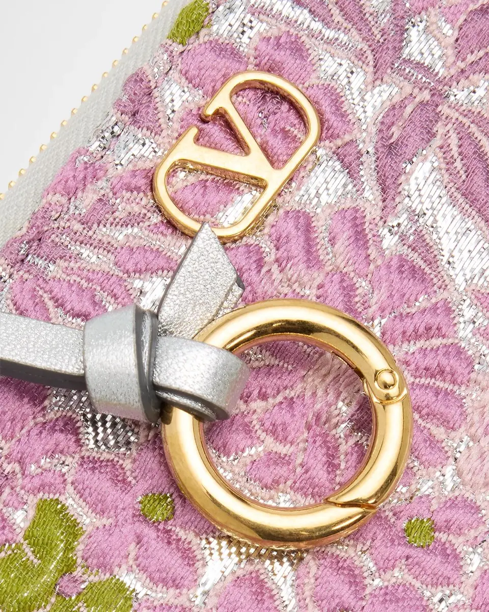 Valentino Garavani VLogo Metallic Floral Coin Purse | Thumbnail 5 Valentino Garavani VLogo Metallic Floral Coin Purse | Thumbnail 5