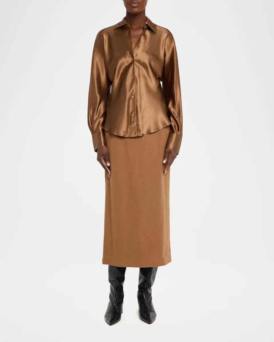 Lafayette 148 New York Dolman-Sleeve Metallic Silk Shirt | Thumbnail 2