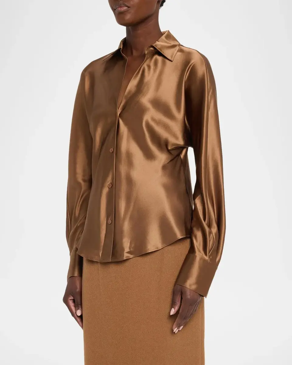 Lafayette 148 New York Dolman-Sleeve Metallic Silk Shirt | Thumbnail 4