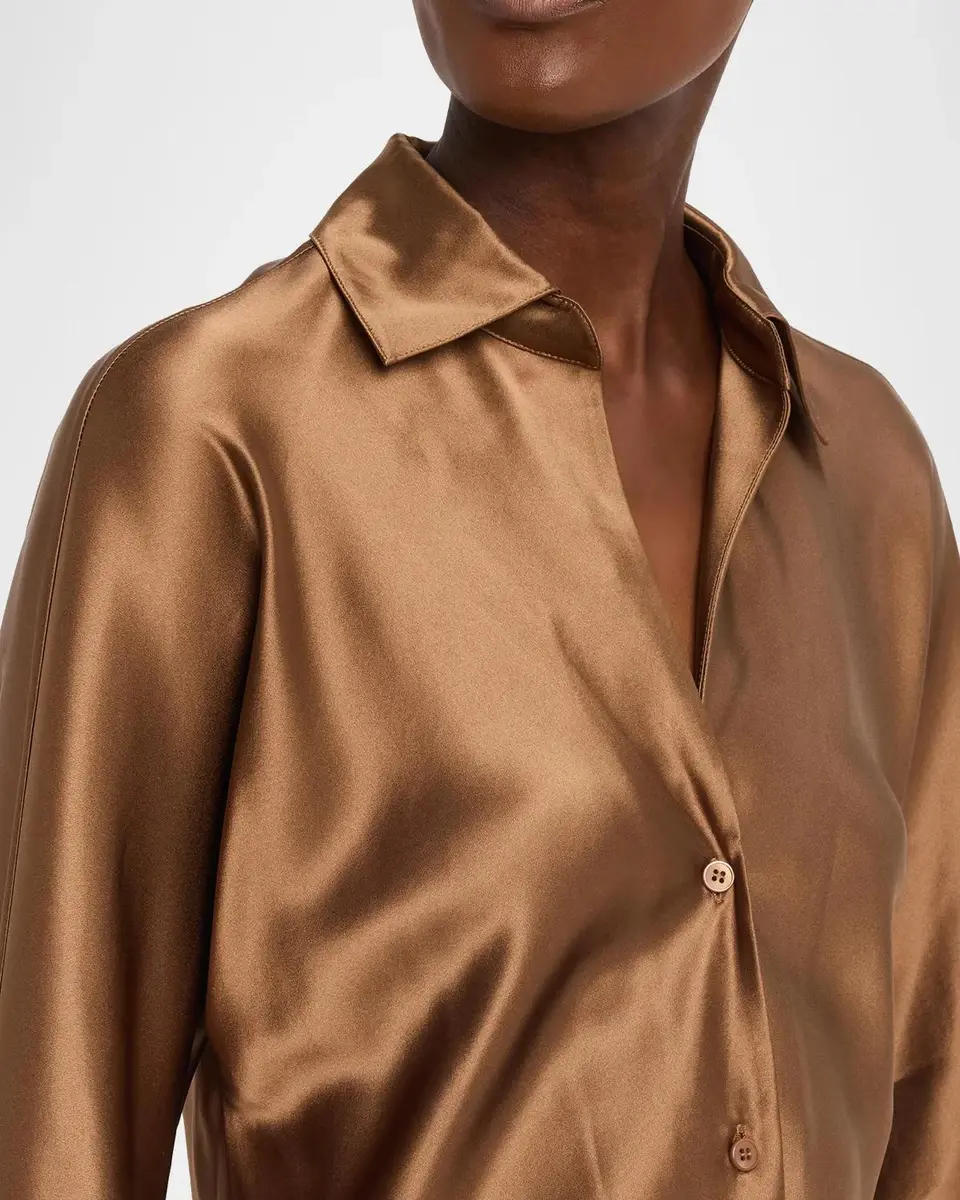 Lafayette 148 New York Dolman-Sleeve Metallic Silk Shirt | Thumbnail 5