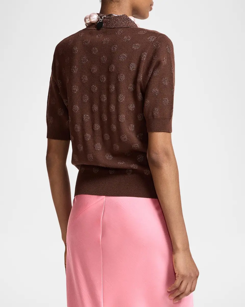 Essentiel Antwerp Krab Polka-Dot Jacquard Knit Polo | Thumbnail 3 Essentiel Antwerp Krab Polka-Dot Jacquard Knit Polo | Thumbnail 3