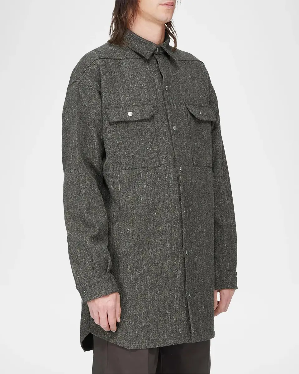 Rick Owens Wool-Blend Tweed Oversized Outershirt | Thumbnail 4 Rick Owens Wool-Blend Tweed Oversized Outershirt | Thumbnail 4