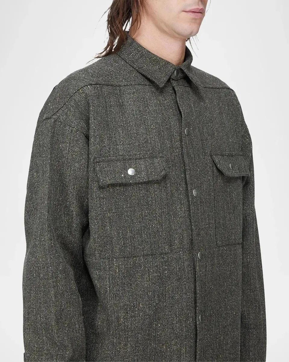 Rick Owens Wool-Blend Tweed Oversized Outershirt | Thumbnail 5 Rick Owens Wool-Blend Tweed Oversized Outershirt | Thumbnail 5