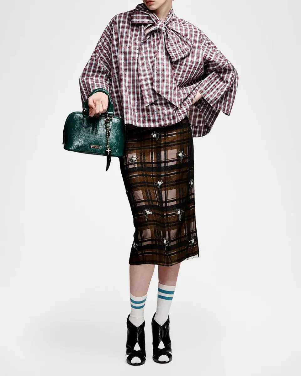 Essentiel Antwerp Kate Embellished Plaid Midi Skirt | Thumbnail 2