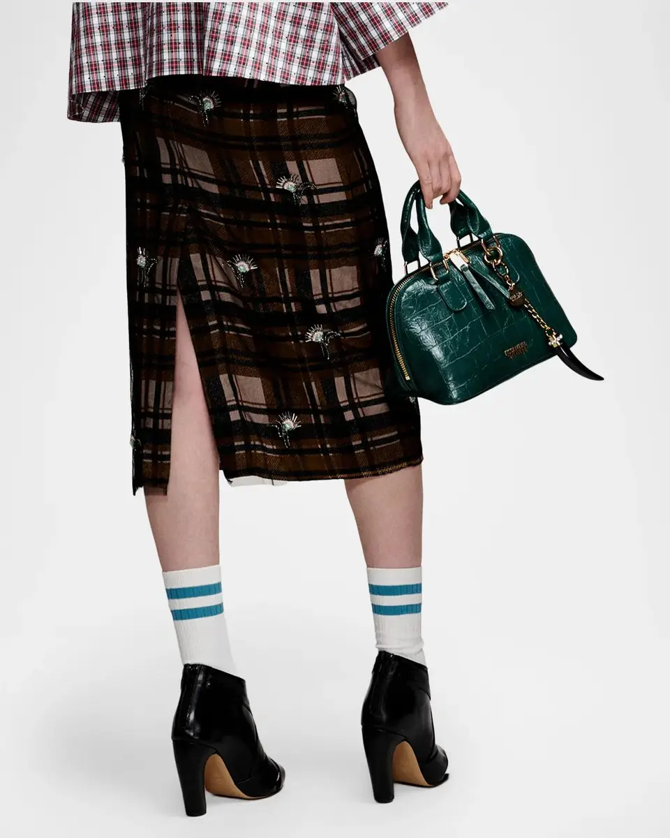 Essentiel Antwerp Kate Embellished Plaid Midi Skirt | Thumbnail 3