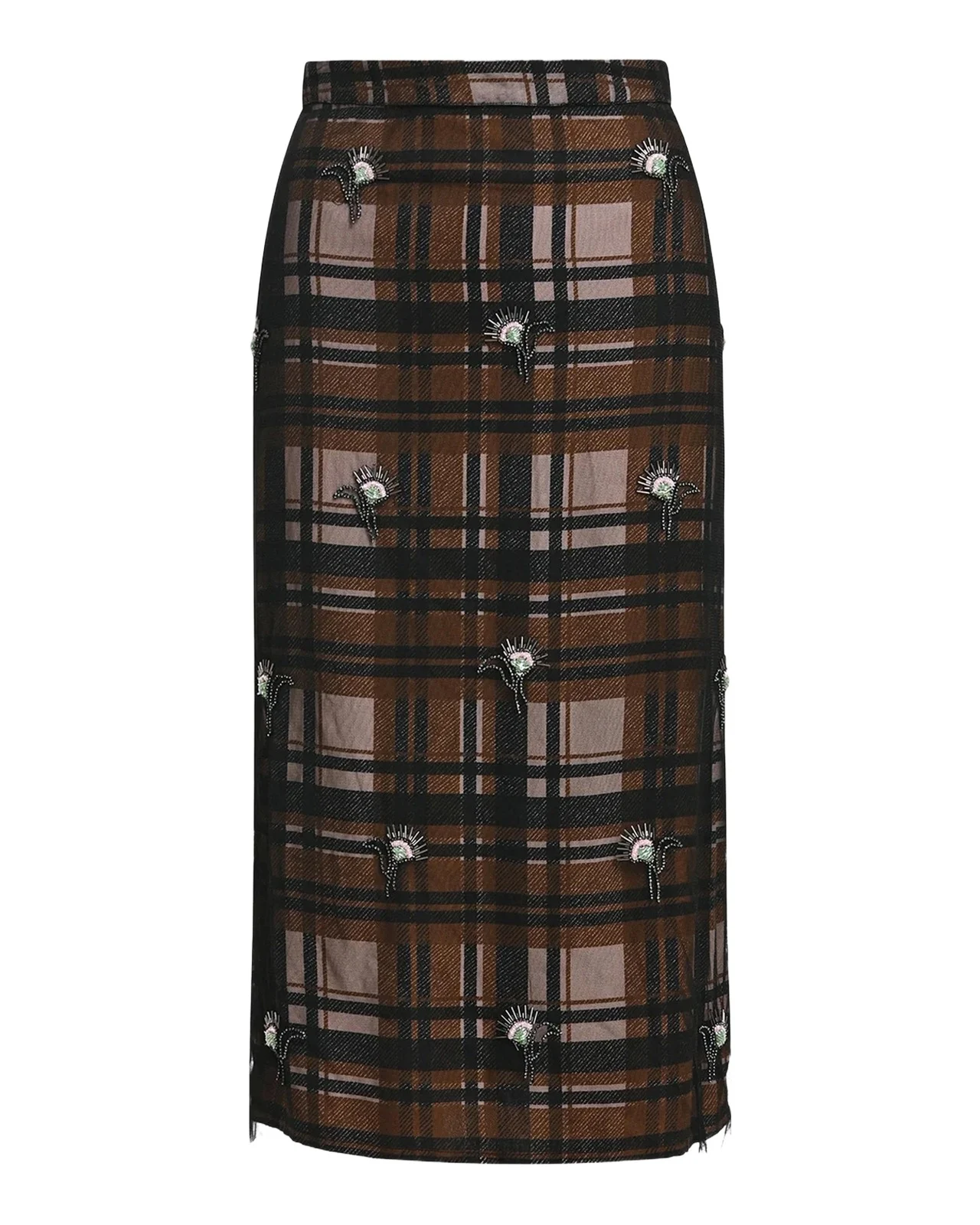 Essentiel Antwerp Kate Embellished Plaid Midi Skirt
