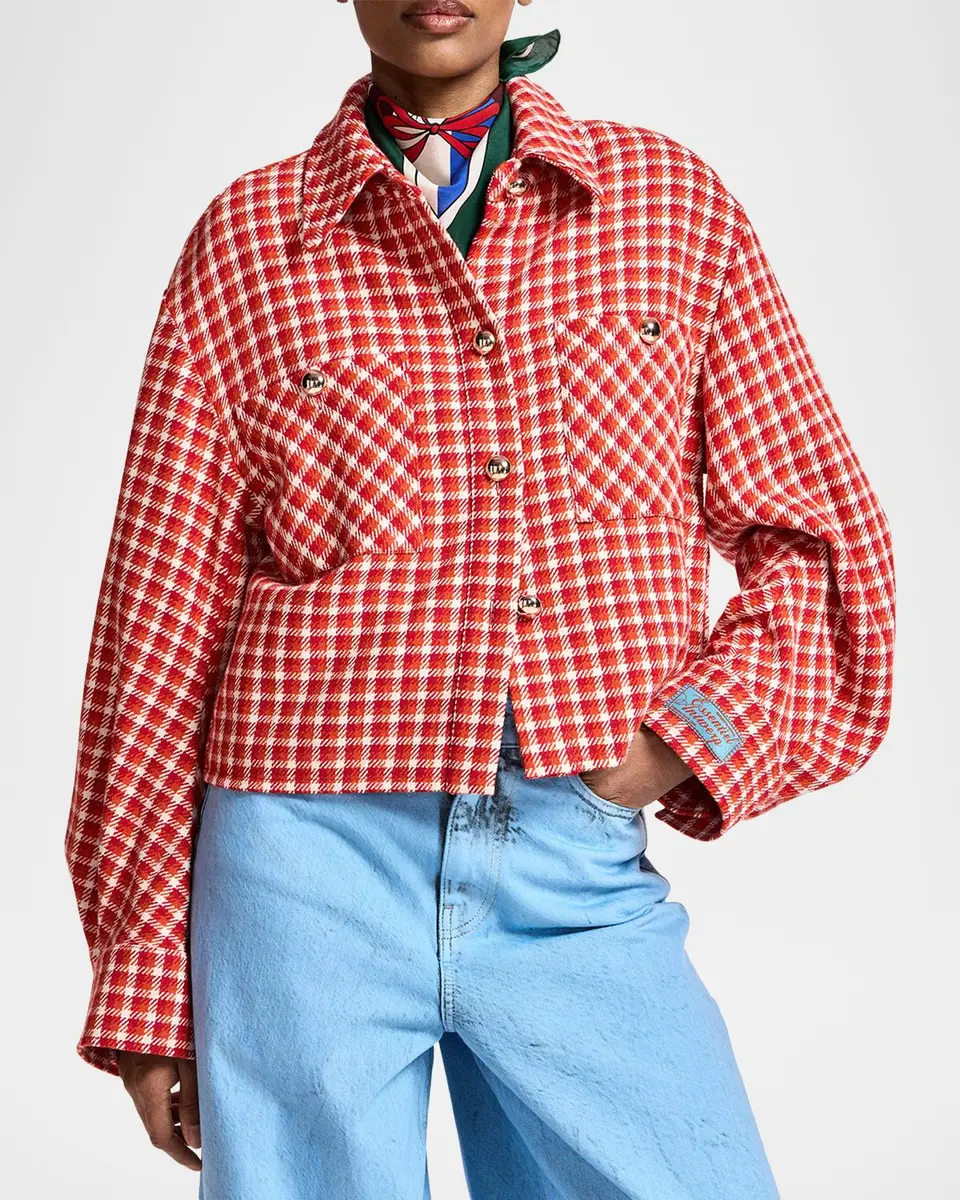Essentiel Antwerp Check Wool-Blend Jacket with Patch Pockets | Thumbnail 4