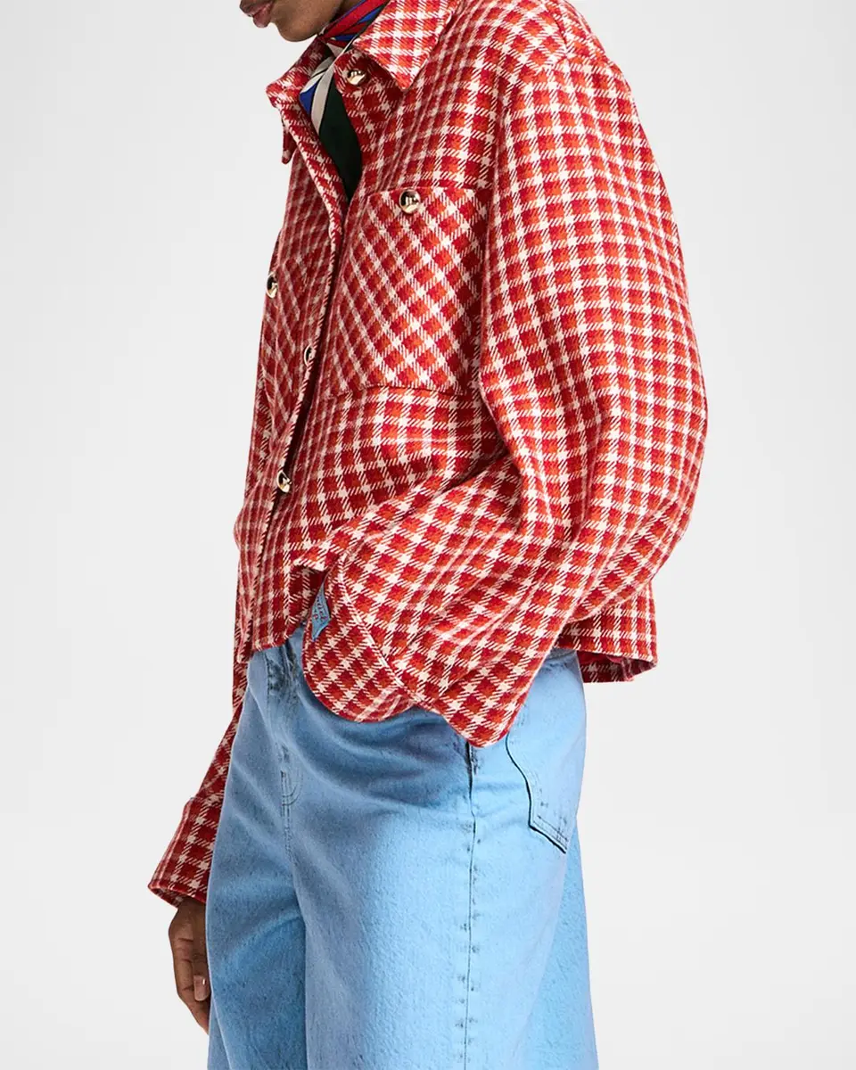 Essentiel Antwerp Check Wool-Blend Jacket with Patch Pockets | Thumbnail 5