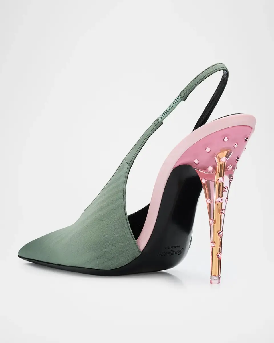 Saint Laurent 110mm Slingback Pumps in Silk Faille | Thumbnail 4