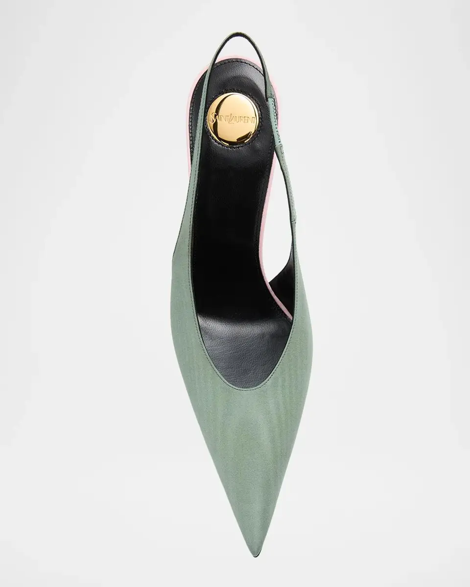 Saint Laurent 110mm Slingback Pumps in Silk Faille | Thumbnail 6