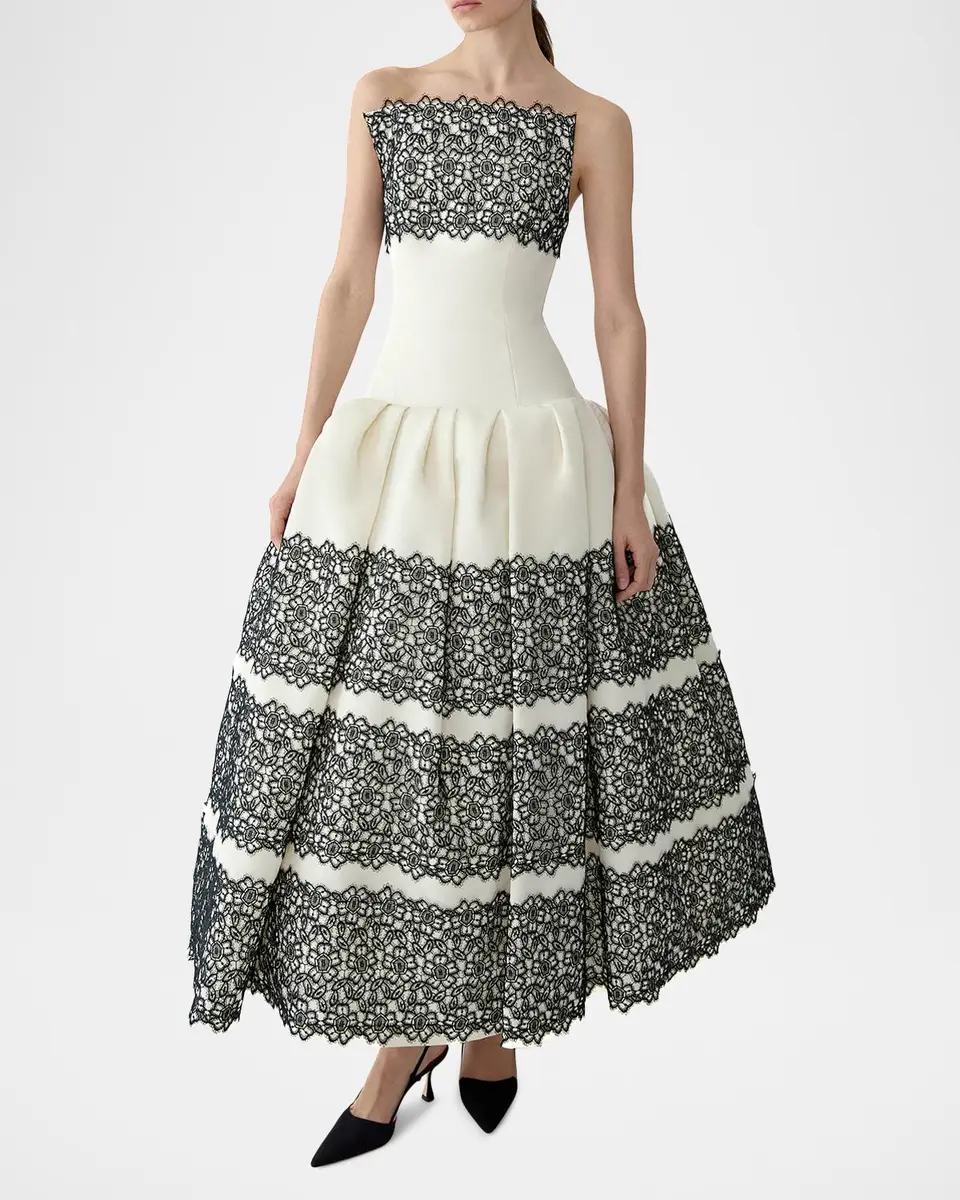 Carolina Herrera Strapless Guipure Lace Gown | Thumbnail 4
