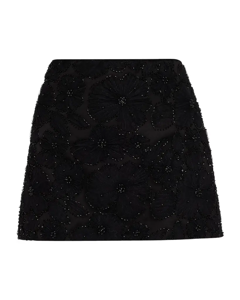 Olenna Beaded Floral Mini Skirt