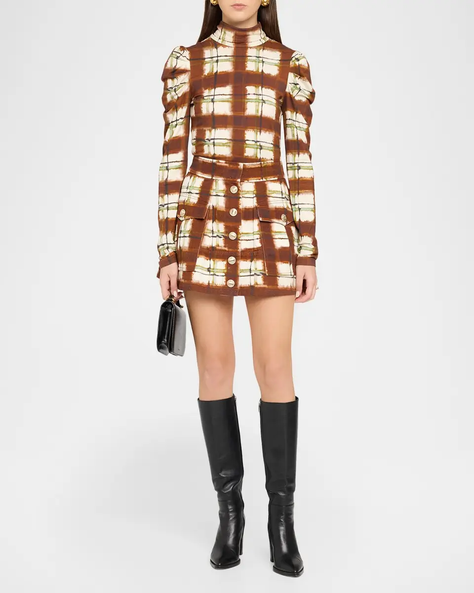 Cara Cara Chira Blurred Plaid Turtleneck Top | Thumbnail 2 Cara Cara Chira Blurred Plaid Turtleneck Top | Thumbnail 2