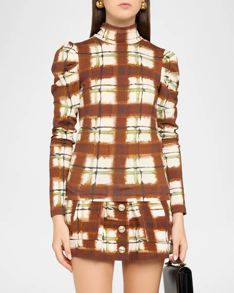 Cara Cara Chira Blurred Plaid Turtleneck Top | Thumbnail 4 Cara Cara Chira Blurred Plaid Turtleneck Top | Thumbnail 4