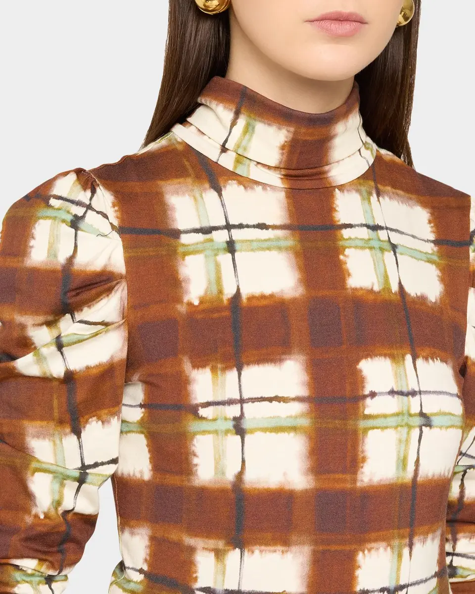 Cara Cara Chira Blurred Plaid Turtleneck Top | Thumbnail 5 Cara Cara Chira Blurred Plaid Turtleneck Top | Thumbnail 5