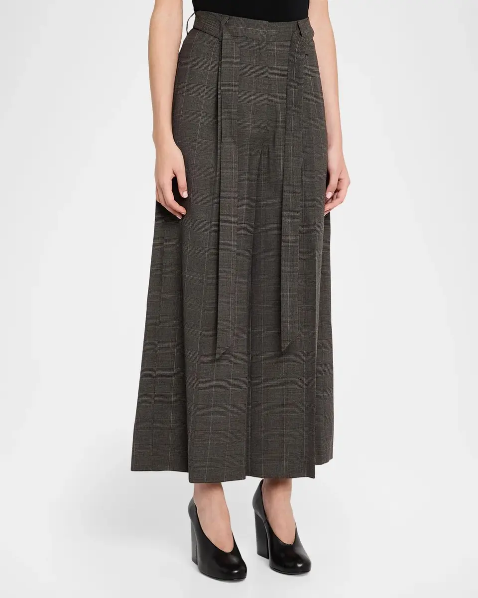 Simone Rocha Prince Of Wales Check Wool Wide-Leg Crop Trousers With Belt | Thumbnail 4 Simone Rocha Prince Of Wales Check Wool Wide-Leg Crop Trousers With Belt | Thumbnail 4
