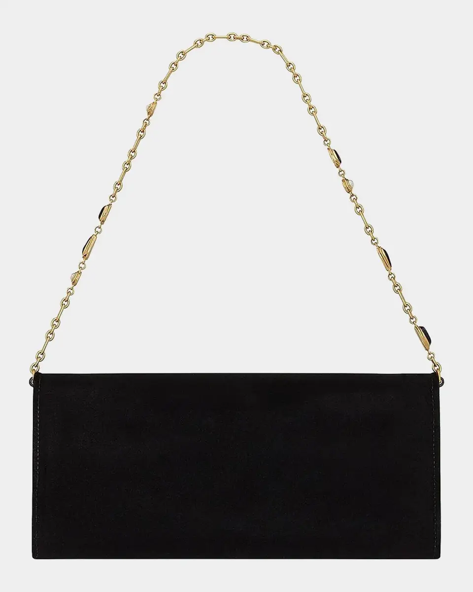 Saint Laurent Kate YSL Velvet Cabochon-Chain Clutch Bag | Thumbnail 2 Saint Laurent Kate YSL Velvet Cabochon-Chain Clutch Bag | Thumbnail 2