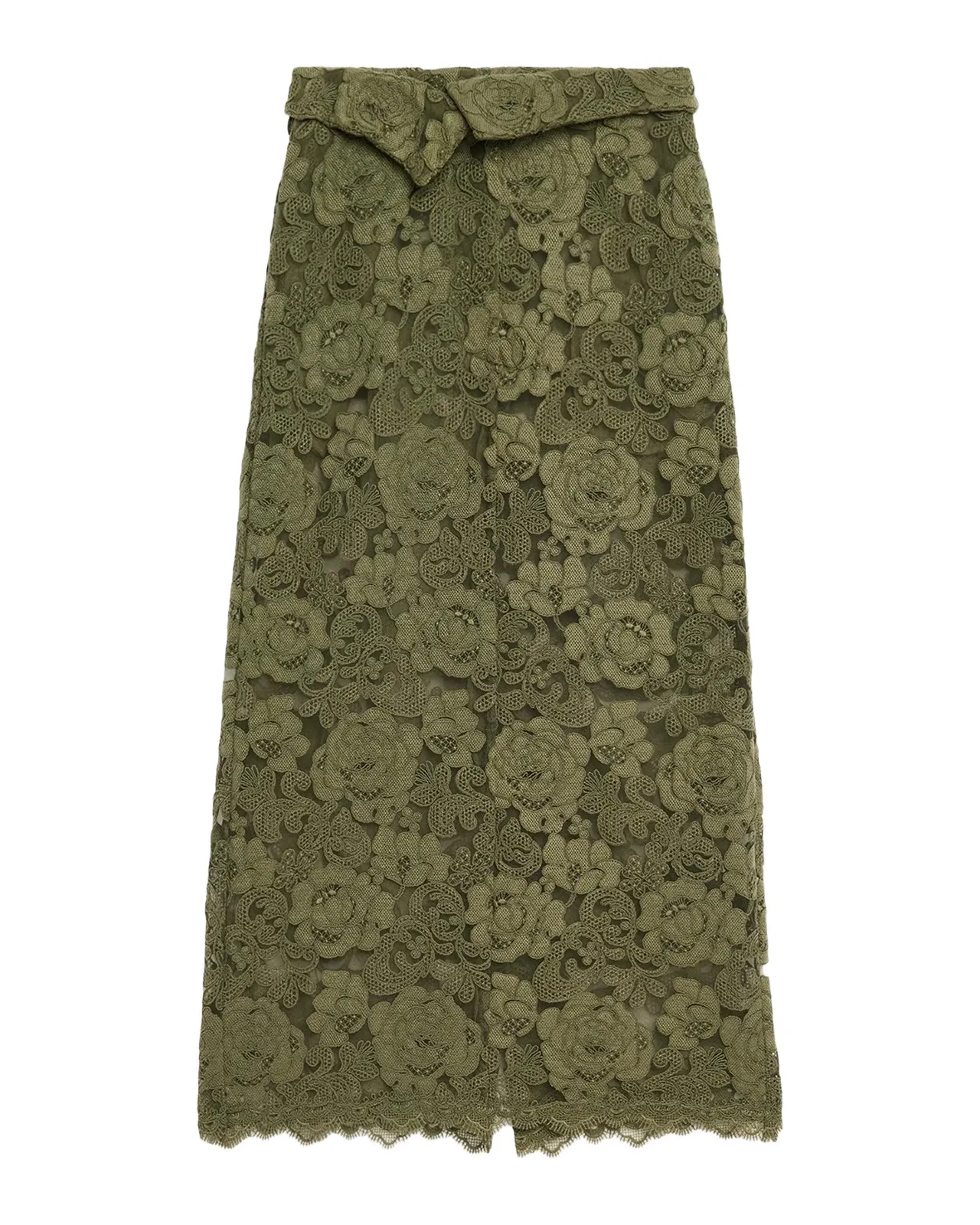 Peeling Waist Lace Midi Skirt
