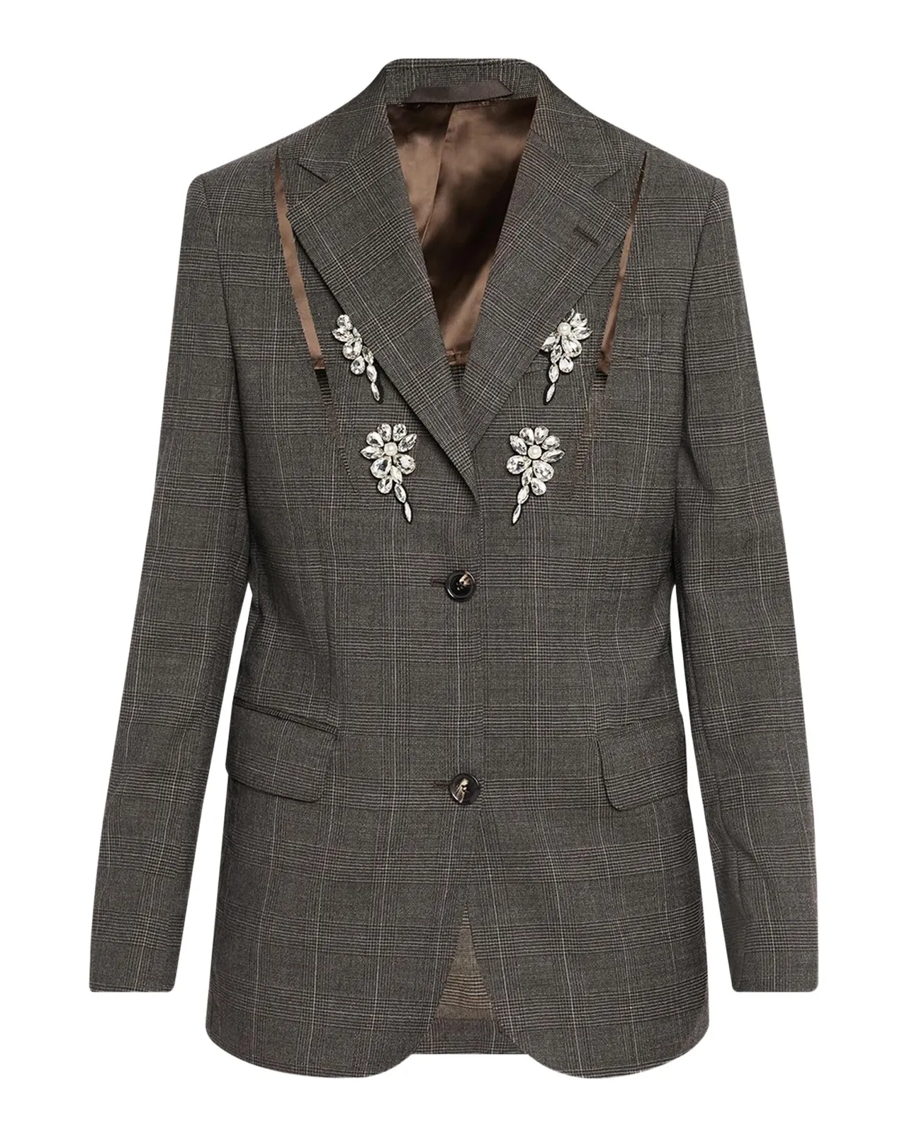 Prince Of Wales Check Wool Single-Breasted Slash Jacket Prince Of Wales Check Wool Single-Breasted Slash Jacket