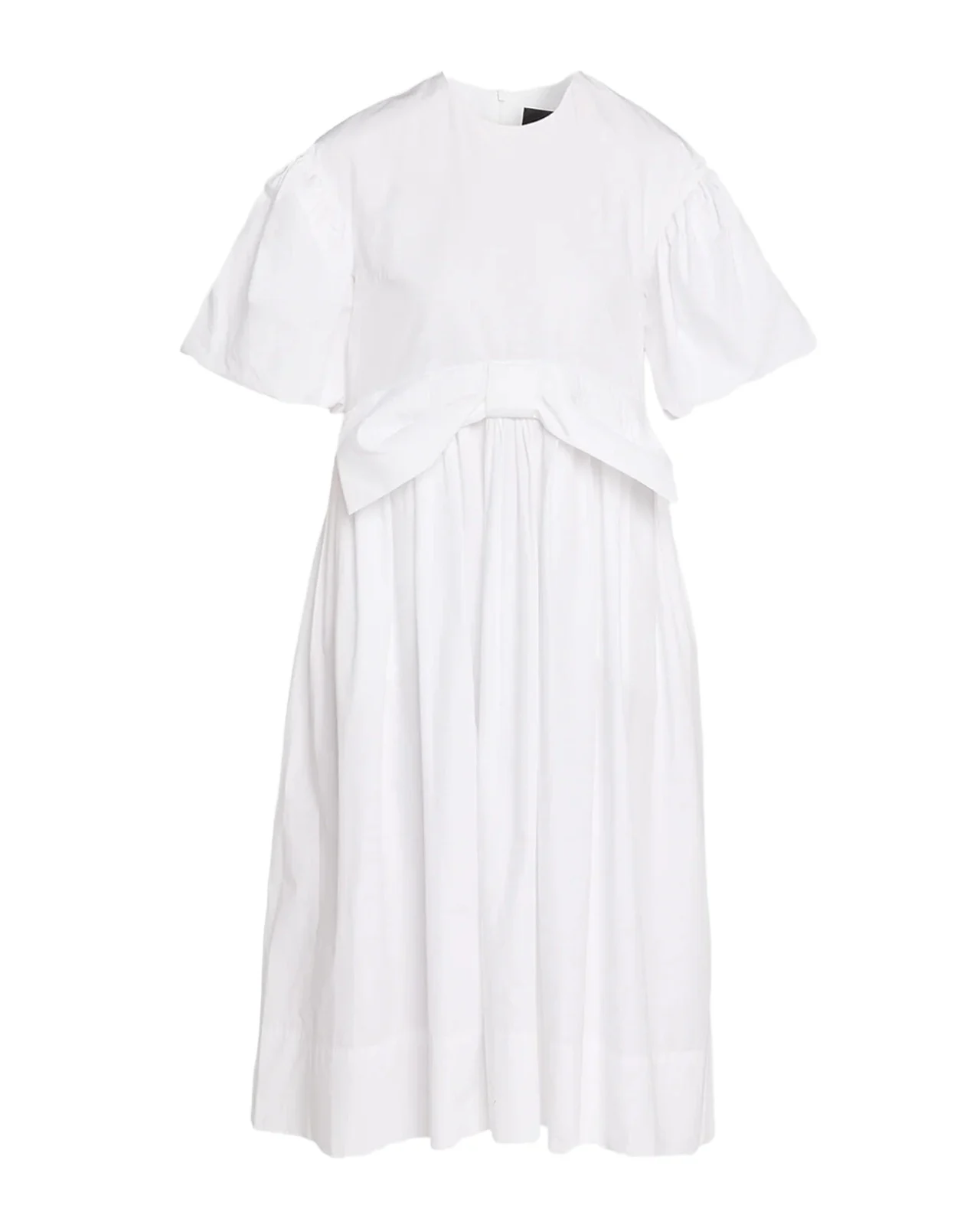 Simone Rocha Puff-Sleeve Gathered Bow Cotton Midi Dress